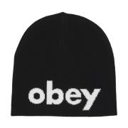 Obey Svart Lowercase Beanie Streetwear Black, Herr