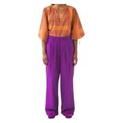 Antik Batik Bomull poplin cargobyxor Botten Purple, Dam