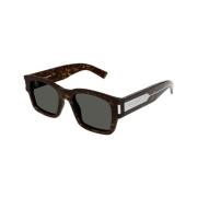 Saint Laurent Fyrkantiga solglasögon med gråa linser Brown, Dam