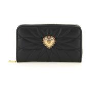 Dolce & Gabbana Quiltad Nappa Läder Zip-Around Plånbok Black, Dam