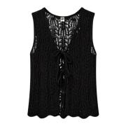 The Garment Elegant Egypt Crochet Vest Black, Dam