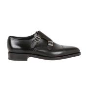 John Lobb Svart läder dubbel spänne skor Black, Herr