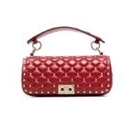 Valentino Garavani Röd Rockstud Spike Quiltad Väska Red, Dam