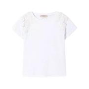 Twinset Blommig Patch T-shirt White, Dam