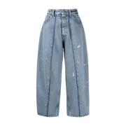 MM6 Maison Margiela Oversize Cropped Denim Jeans Blue, Dam