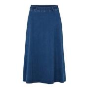 LauRie Midi Skirts Blue, Dam