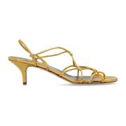 Maria Luca Metalliska klack sandaler Yellow, Dam