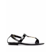 Saint Laurent Svart Sandal Black, Dam