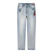 Desigual Blå slitna jeans för kvinnor Blue, Dam