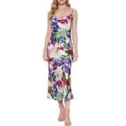 Guess Blommig Satin Midi Klänning Multicolor, Dam