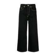 Kenzo Svarta Cropped Jeans för Kvinnor Black, Dam
