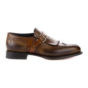 Santoni Läder Business Skor med Fransar Brown, Herr