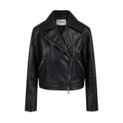 Iceberg Leather Jackets Black, Dam