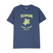 Vilebrequin Blå Bomull Logo T-shirt Blue, Herr
