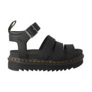 Dr. Martens Svarta platta sandaler med justerbar ankelrem Black, Dam