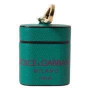 Dolce & Gabbana Grön Maroon Kalvskinn Logo Print Airpods Fodral Green,...