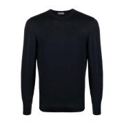 Drumohr Navy Crew-Neck Sweater för Män Blue, Herr