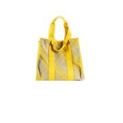 Burberry Gul Check Shopper XL Toteväska Yellow, Dam
