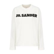 Jil Sander Vit Bomull T-shirt med Tryckt Logotyp White, Dam