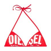 Diesel Triangel bikinitopp med oversized logo Red, Dam