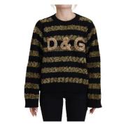 Dolce & Gabbana Kristallkashmirtröja - Svart Guld Black, Dam