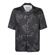 Officine Générale Short Sleeve Shirts Black, Herr