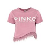 Pinko Fjäder Hem Långärmad T-shirt Pink, Dam