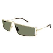 Saint Laurent Rektangulära solglasögon i guldmetall med gröna linser Y...