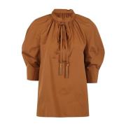 Max Mara Tan Carpi Scarf Skjorta Brown, Dam