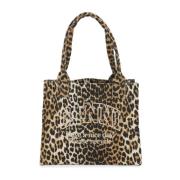 Ganni Animal Print Återvunnen Bomull Tote Väska Multicolor, Dam