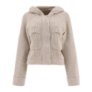 Brunello Cucinelli Huvtröja med blank flik Beige, Dam