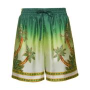 Casablanca Silkes Shorts med Dragsko i Grön Green, Herr