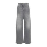Elisabetta Franchi Snygga Wide Jeans för Kvinnor Gray, Dam