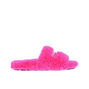 Balenciaga Rosa Furry Slide Sandal Pink, Dam