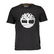 Timberland Svart T-shirt i ekologisk bomull med tryck Black, Herr