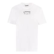 Ganni Avslappnad O-ringad T-shirt White, Dam