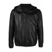 Emporio Armani Leather Jackets Black, Herr