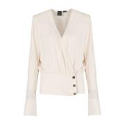 Pinko Elegant Silkeblandningsblus Beige, Dam