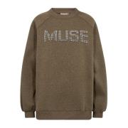 Copenhagen Muse Ida Olive Sweatshirt med Similisten Brown, Dam