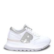 Rucoline Vit och Silver Läder Glitter Sneakers White, Dam
