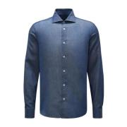 Fedeli Premium Denim Skjorta Sean Mörkblå Blue, Herr