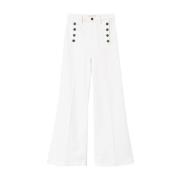 Twinset Wide Trousers White, Dam