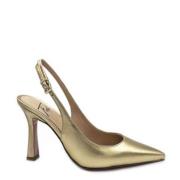 Roberto Festa Guld Laminerad Slingback Klackar Yellow, Dam