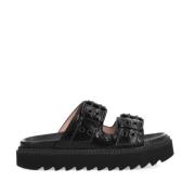 Free Lance Svart Python Läder Sandaler Black, Dam