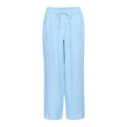 Cream Wide Trousers Blue, Dam
