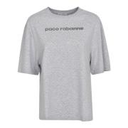 Paco Rabanne Logo-Print Rhinestone T-Shirt - Grå Gray, Dam