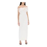 Alessandra Rich Elegant Strapless Organza Maxi Klänning White, Dam