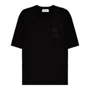 Laneus Palm Broderad Bomull T-shirt Black, Herr