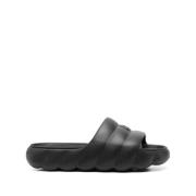 Moncler Quiltade Svarta Slide Sandaler Black, Dam