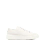 Giorgio Armani Vita Eleganta Stängda Platta Sneakers White, Herr